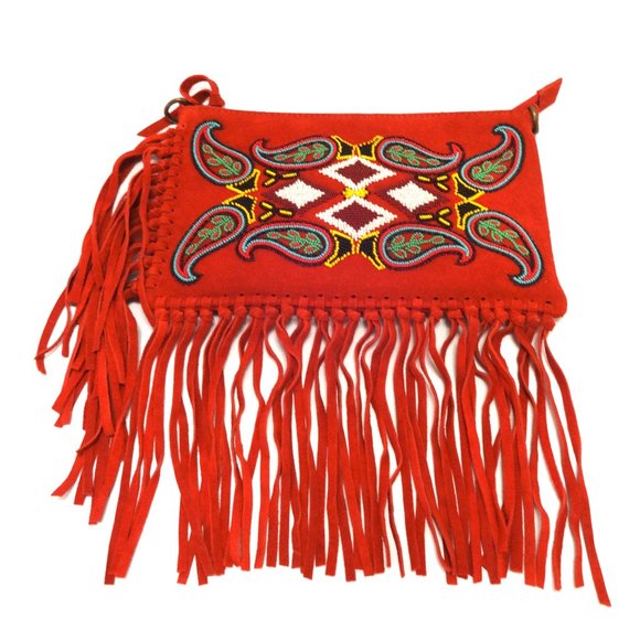 SUEDE FRINGE CLUTCH/CROSS BODY HANDBAG. - Picture 7 of 11